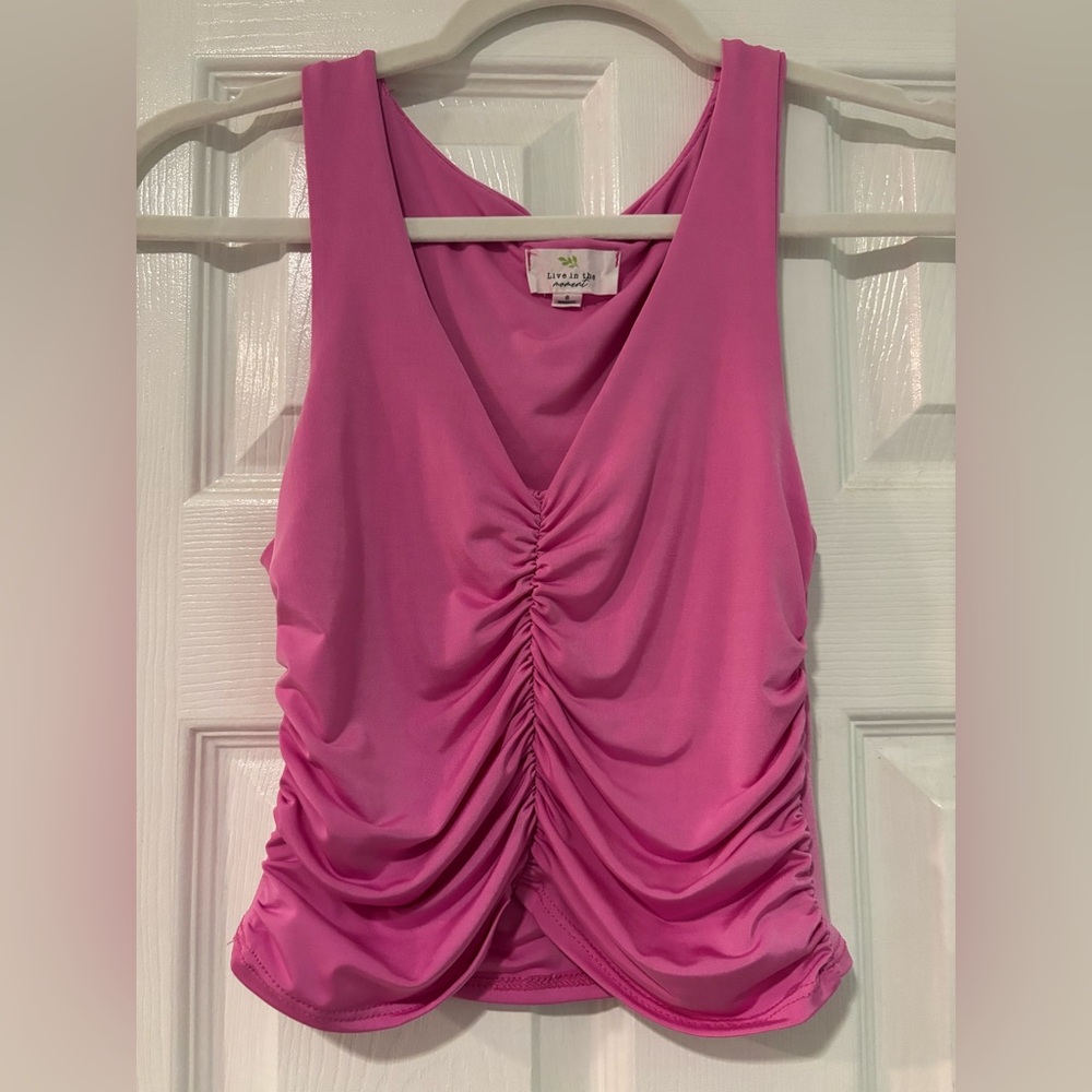 Pink Ruched Crop Top
